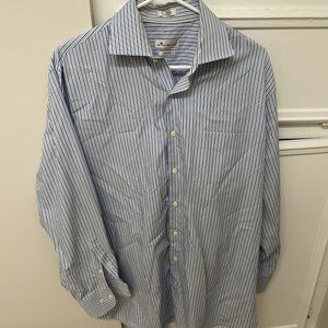 Men Peter Millar Crown Finish Long Sleeve Button Down Shirt size Large Blue